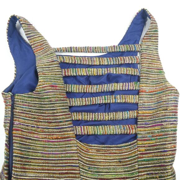 Loeffler Randall Dress 8 Metallic Tweed Silk Ladder Back - Picture 8 of 14